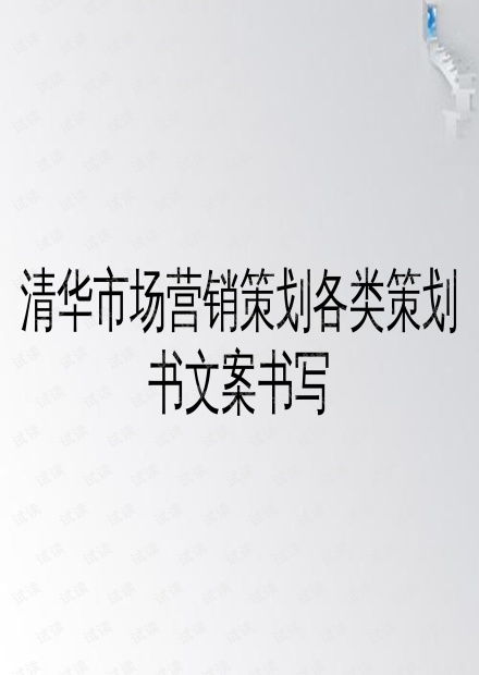 清華市場(chǎng)營(yíng)銷策劃 從策劃書到PPT文案的實(shí)戰(zhàn)指南
